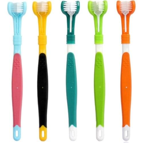 3 Sided Pet Toothbrush Addition Bad Breath Tartar Teeth Care Dog Cat Cleaning Mouth Toothbrush Pet Grooming Accessories