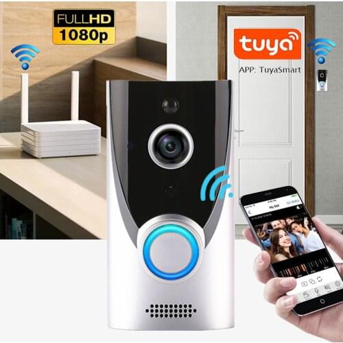 1080P Tuyasmart WIFI Doorbell 2MP Video Door Bell Smart life Two Way Audio Doorbell Camera PIR Night Vision Home Wifi Doorbell
