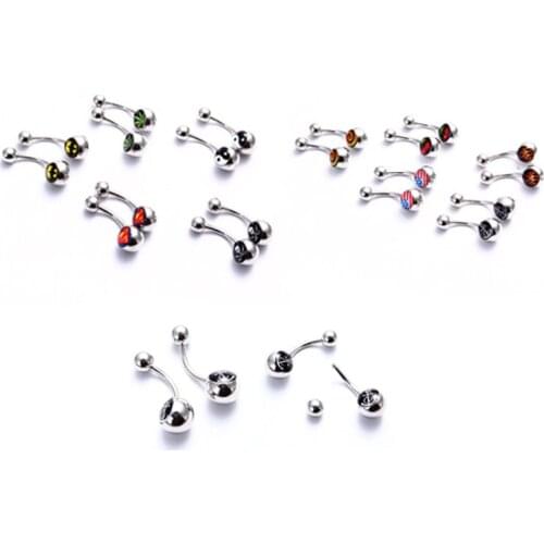 12PCS Fashion Piercing Navel Belly Button Tongue Rings Piercing Body Jewelry 316L Stainless Steel Maple Of Leaves Belly Jewelry