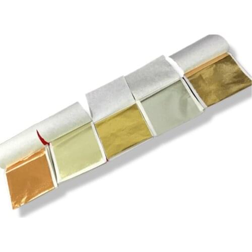 5 colors Taiwan Imitation Gold Foil Gold Silver Leafing 100 Pieces Per Color Total 500 Sheets High Brightness Gold Silver Leaf