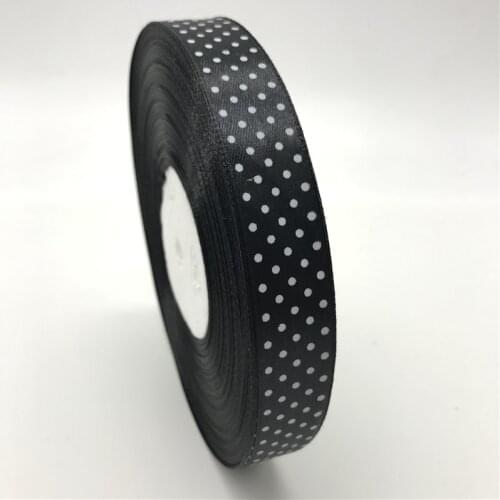 5Yards 3/4" 20mm Black Printing Polka Dot Satin Ribbon Hair Bow Christmas Wedding Decoration DIY Sewing Craft