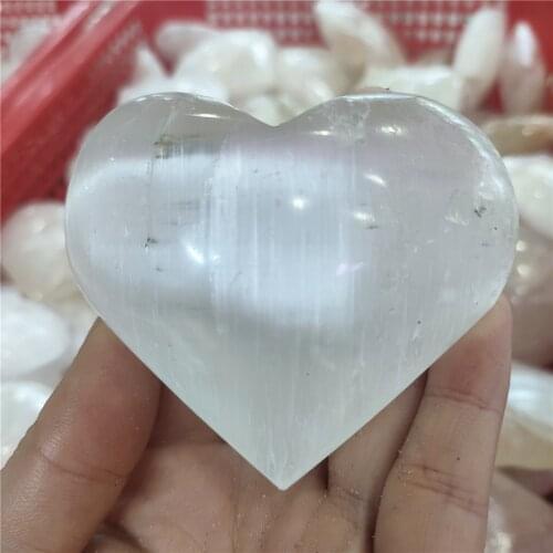 70-80mm 1-3pcs LARGE ORANGE SELENITE CRYSTAL PUFF HEART HEALING REIKI