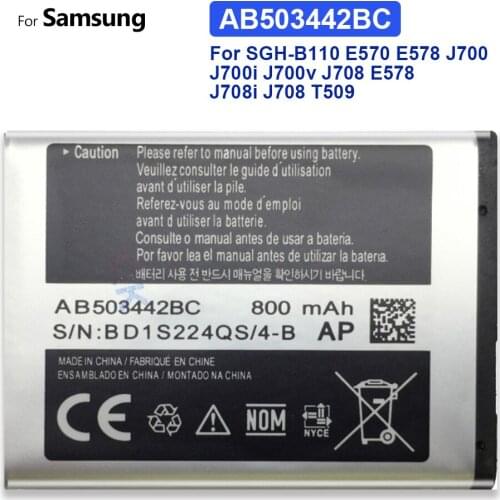 Battery for Samsung SGH-B110 E570 E578 J700 J700i J700v J708 E578 J700 J708i J708 T509 Battery AB503442BC with Track Code