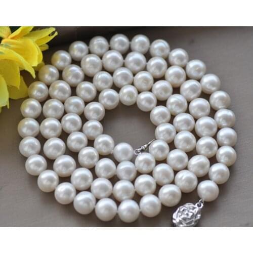 Z10704 17"~48" 12mm White Round Freshwater Pearl Necklace