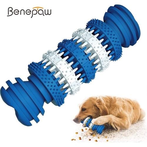 Benepaw Durable Dog Toys For Aggressive Chewers Flexible Safe Natural Rubber Chew Puppy Toys For Small Large Dogs Pet Toothbrush