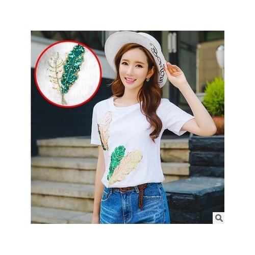 Free shippingLarge Clothes Patch Stickers Decorative Sequins Leaf DIY Accessories T-shirt Fashion Patch Sequin Embroidery