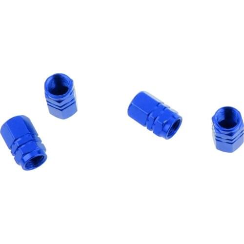 Blue-4x Wheel Tire Air Valve Stem Cap Car Truck Bike Screw Dust Case