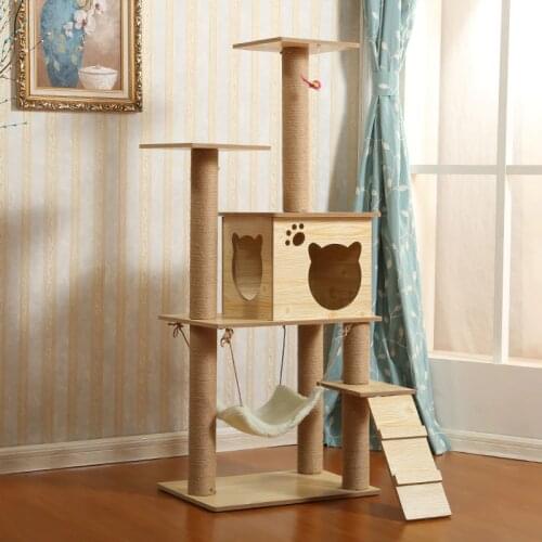 Cat Climbing Frame Large Cat Climbing Frame Cat Nest Cat Tree Multilayer Wooden Cat Grabbing Pole Cat Toy Sisal Cat Platform