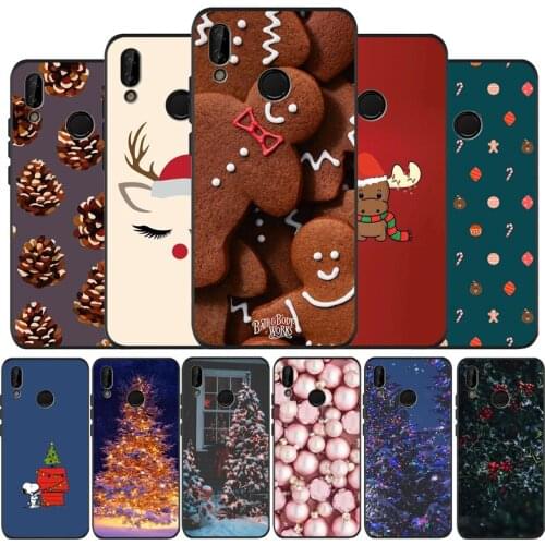 Christmas Soft Silicone black Phone Case For Huawei P9 P10 P20 P30 P40 lite P20 P30 P40 pro Y9 Y6 P smart 2019