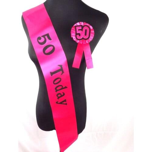 Elegant Birthday set adult age celebration satin ribbon sash shining fabric brooch birthday princess 21 30 40 50 today features