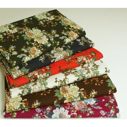 Cotton/linen ethnic style elegant peony flower fabric for DIY APPAREL dress craft curtain tablecloth cushion handwork decoration