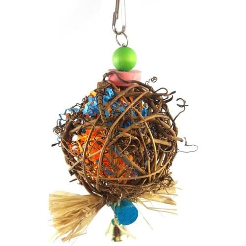 Lovely Cane Ball Scrip Biting Chewing Pet Parrot Bird Toy Hanging Cage Decor Hanging Decor