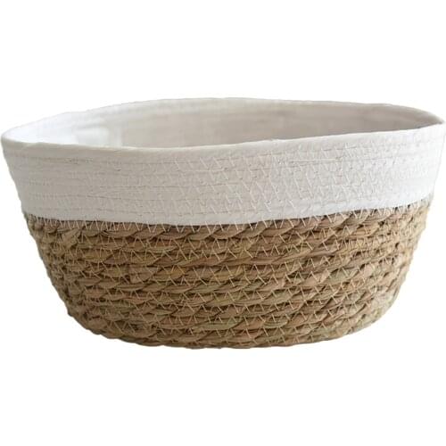 Seagrass Planter Basket Straw Flowerpot Handmade Bamboo Storage Baskets Folding Stocked Seagrass For Plant Straw Wicker Rattan