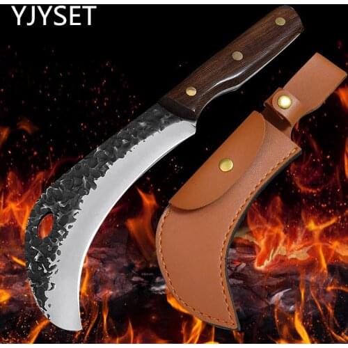 Forged Durian Peeling Knife Field Portable Machete Sickle Camping Sugarcane Peeling Fruit Knife Slaughter Meat Slicing Knife