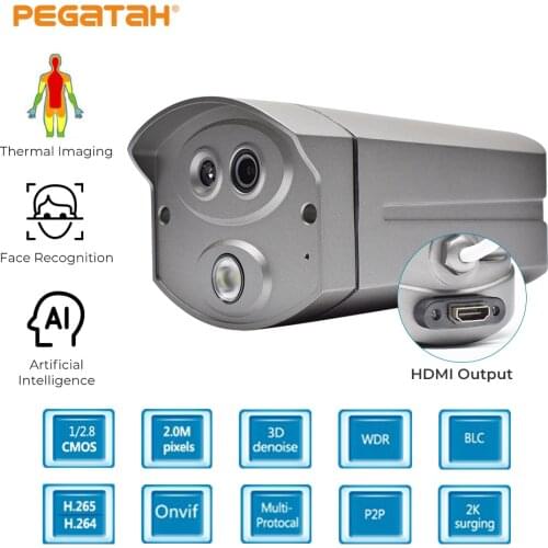 HDMI Output AI Temperature Thermal Camera Built in Black Body Face Recognition Temperature Measurement Thermal Alarm Cameras