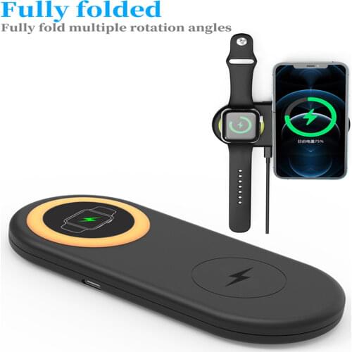 3 In 1 Magnetic Wireless Charger 15W Fast Folding Wireless Charging, Suitable for IPhone 12 11 Pro Max Suitable for Airpods Pro