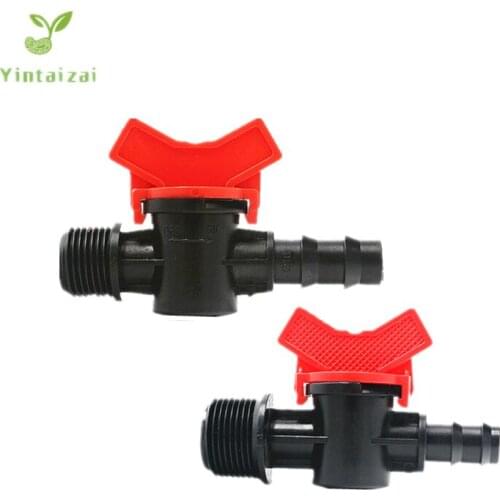 20PCS Mini-Valve 1/2" 3/4" Male Thread x 16mm 20mm Barb Poly Hose Barbed Connector Micro Irrigation Drip Fittings