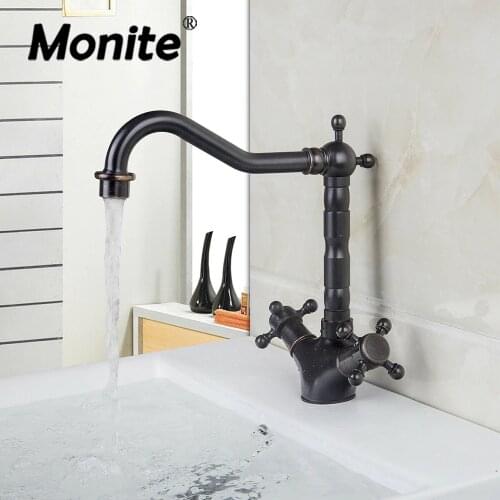 Monite Kitchen Faucet Oil Rubbed Black Bronze Solid Brass Mixer Water Tap ORB Kitchen Bathroom Wash Basin Faucet