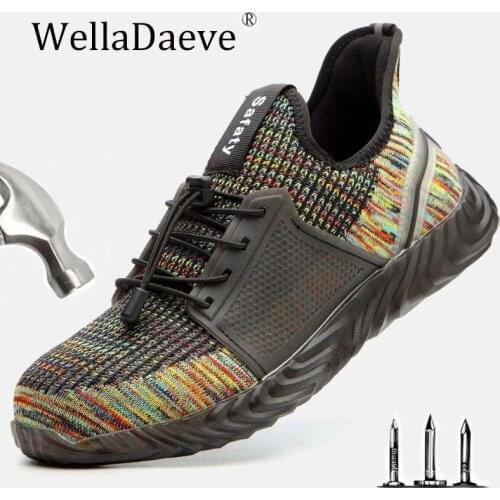 Mens Steel Toe Work Shoes Construction Protective Footwear Puncture-Proof Lightweight Breathable Safety Boots Sneakers For Men