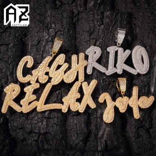 AZ Custom Name Necklace With Bling High-Quality Cubic Zircon Stone A-Z Letter For Male Rapper Men’s Hip Hop Pendants DIY Jewelry