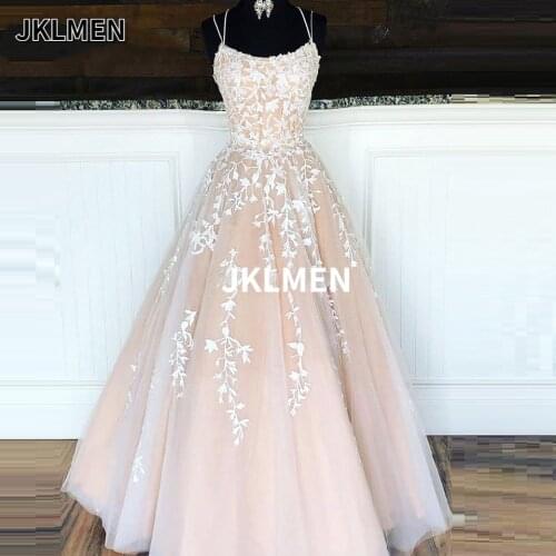 Sexy Spaghetti Straps A Line Open Back Wedding Dresses 2021 Champagne Off the Shoulder Appliques Lace Floor Length Bridal Gowns