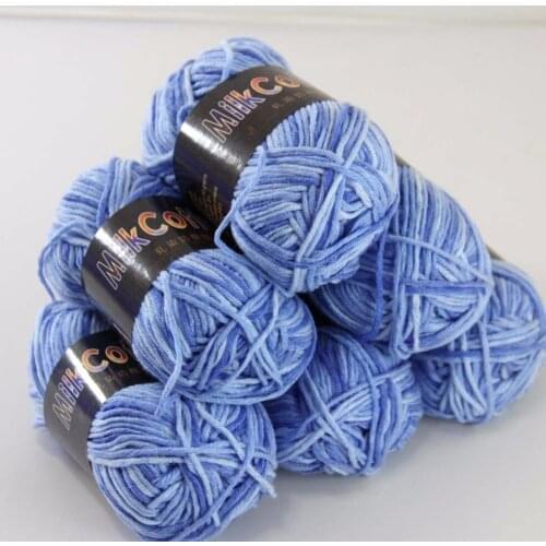 Sale 6ballsx50g Soft Cotton Baby Yarn New Hand-dyed Wool Socks Scarf Knitting yarn indigo 2075-05-6