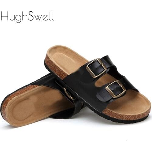 Men Women Comfortable Sparrow Sandals Couple Style Cork Slippers in Black & White