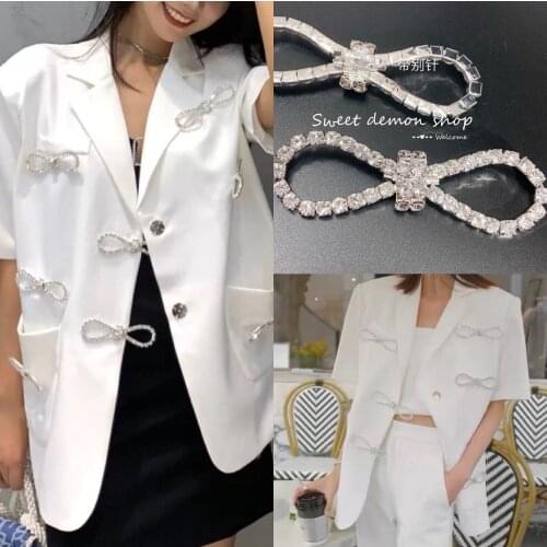 A Pair Rhinestone Exquisite Bow Brooch French Buckle Super Flash Diamond Diy Decorations Clothing Shoes Elegant Accessories