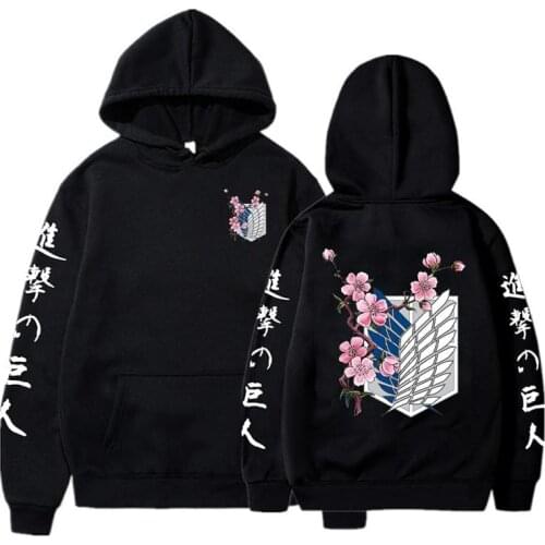 Japanese Anime Graphic Attack on Titan Printed Long Sleeved Hoodie Men Women Oversized Pullover Sweatshirt Unisex Harajuku Hoody