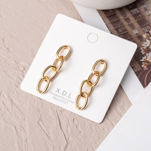 Vintage Gold Silver Color Link Chain Earrings For Women Boho Geometric Simple Long Tassel Drop Earring 2020 New Brincos Jewelry