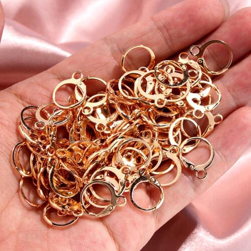 50pcs Metal Earring Clasps Hooks DIY Making Accessories Rhodium Clip On Earring Findings French Loop Clasp Round Base Jewelry