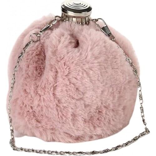 Women Ladies Fashion Mini Fuzzy Flagon Bucket Shape Cross Body Shoulder Bucket Bag Handbag for Women 2021 Summer Cross Body Bag