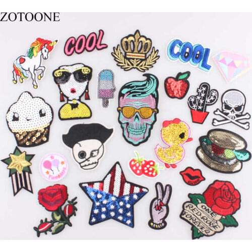 ZOTOONE DIY Unicorn Flower Patch Cool Kids Iron on Cartoon Patches for Clothes Stickers Cheap Embroidered Patch Food Applique B