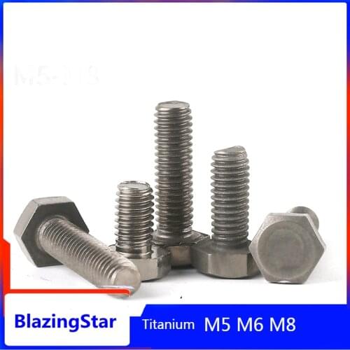 1-5PCS M5 M6 M8 L=10mm - 120mm TA2 Pure Titanium Outer Hex Bolt Hexagon Screw Threaded Rod Hex Bolt Fastener Furniture Bolts