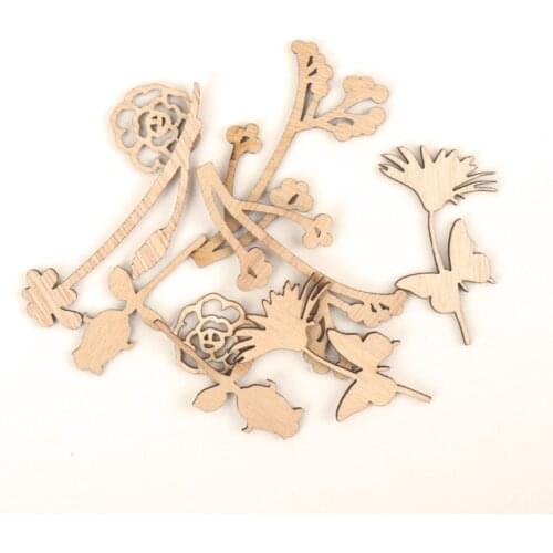 Pretty Flower Pattern Wooden Scrapbooking Collection Craft For Handmade Accessory Home Decoration DIY 25-72mm 10pcs MZ199