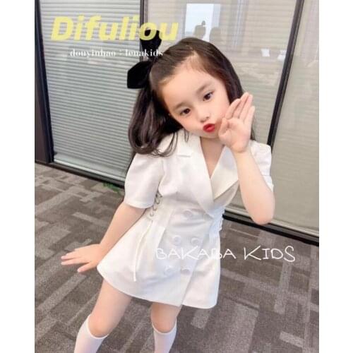 2021 Korean style girls blazer short sleeve fashion summer girls coat 3-8t B305