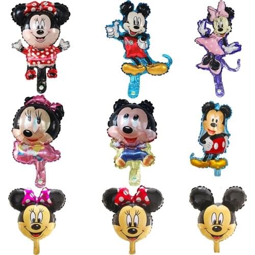50Pcs Mini Mickey Aluminum Foil Balloons Mickey Minnie Mouse Head Helium Globos Baby Shower Birthday Theme Party Decoration Ball