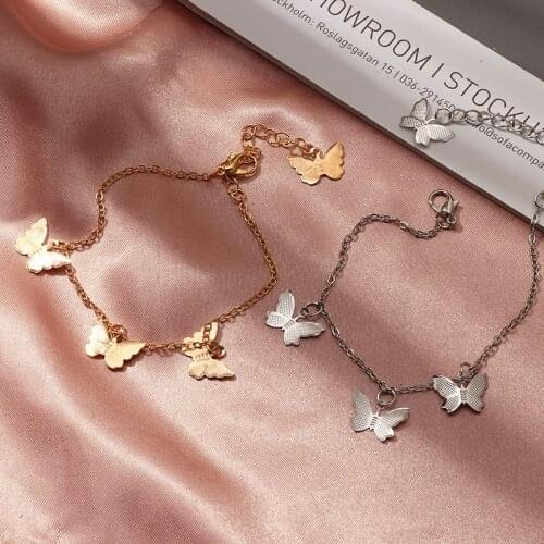 Fashion Butterfly Anklets for Women Gold Silver Color Chain Ankle Bracelet on The Leg 2021 Beach Bohemian Foot Jewelry