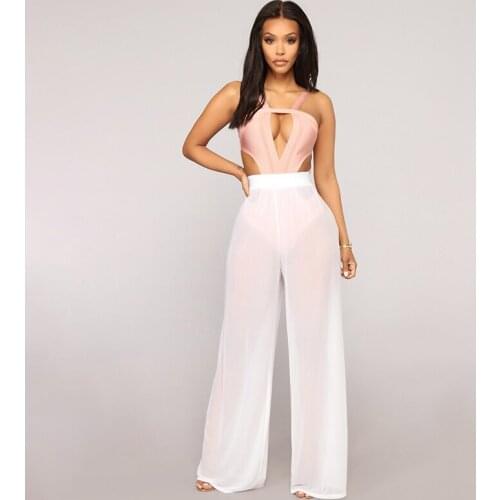 Sexy Mesh Perspective Pants Women High Waist Wide Leg Pants Trousers Streetwear Pantalon Sun Protection Clothing 2021 New