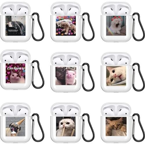 Cute Animal Cat Dog Earphone Case For Airpods 1 2 Soft Silicone Charging Box Cover For Air Pods 1/2 Lovers Headphone Fundas Bags