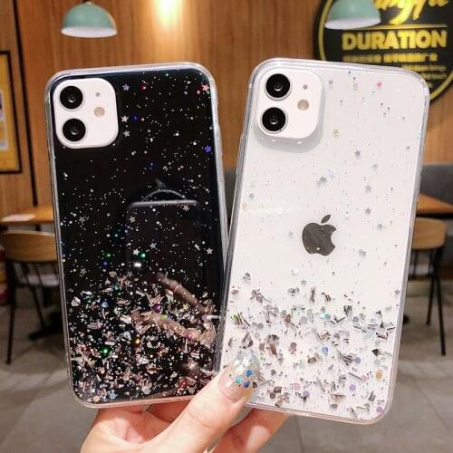 Glitter Star TPU Case for iPhone 11 12 Pro Max for iPhone 11 Hybrid Drop Glue Glitter TPU Case 7Plus 8Plus X XR XS MAX 11Pro