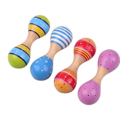 Wooden Maracas for Kids Cute Colorful Musical Instrument Toys for Baby Girls Boys Toddlers, Pack of 4pcs(Random Color Delivery)