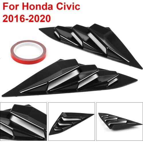 For Honda Civic 2016-2020 Quarter Window Louver Cover Car Decors ABS Rear Side 2PCS /SET
