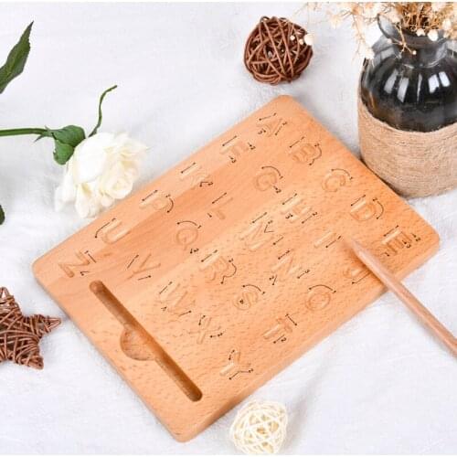 Montessori Tracing Board Wood Double Sided Uppercase & Lowercase Letters Fine Motor Skills Learning Educational Toy for Children