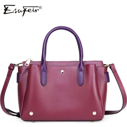 ESUFEIR New Ladies Genuine Leather Handbag Fashion Vintage Shoulder Bag Messenger Bag Luxury Handbag Designer Square Package