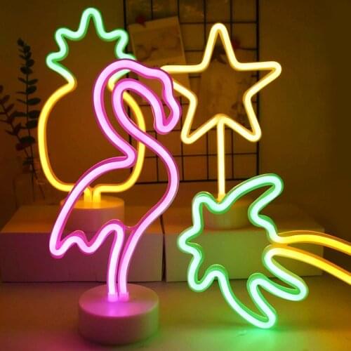 Flamingo LED Neon Sign USB LED Decoration Unicorn Lamp Moon Rainbow for Home Wedding Birthday Holiday Night Light Unicorn Light
