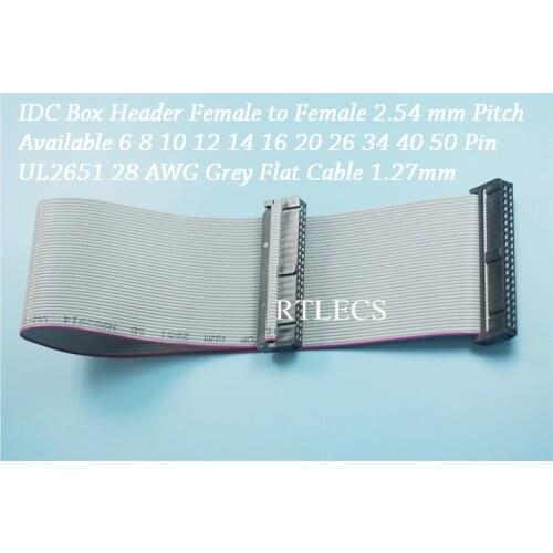 5pcs JTAG AVR Download Grey Flat Ribbon Data Cable 28AWG Assemblies 2.54 mm IDC Box Header Female 6 pin 8 10 16 20 26 34 40 50