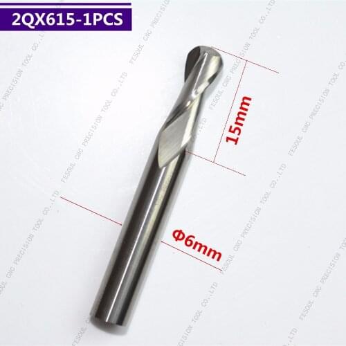 6mm*15mm,1pcs,Free shipping 2 Flutes Ball Head End Mill,CNC milling Cutter,Solid carbide Woodworking relief Bit,wood Cutter