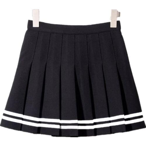 Women Summer Black Mini Skirt Femme Jupe High Waist Pleated Skirts Womens Sport Training Skirt Cheerleader Uniform Tennis Skirts