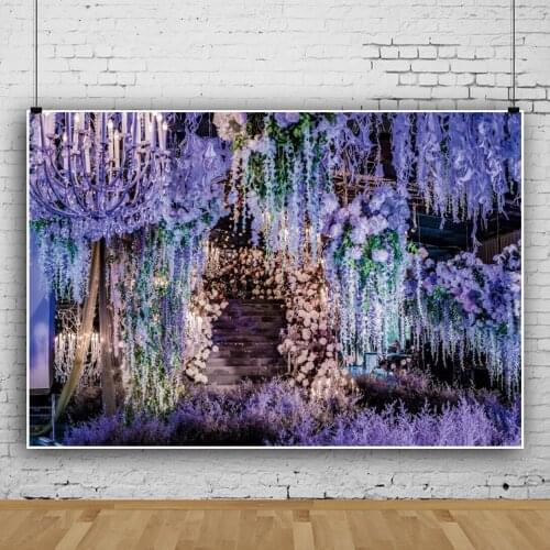 Dreamy Purple Flower Sea Photo Backdrop Ceremony Wedding Party Wallpaper Photography Studio Prop Customized Backgrounds